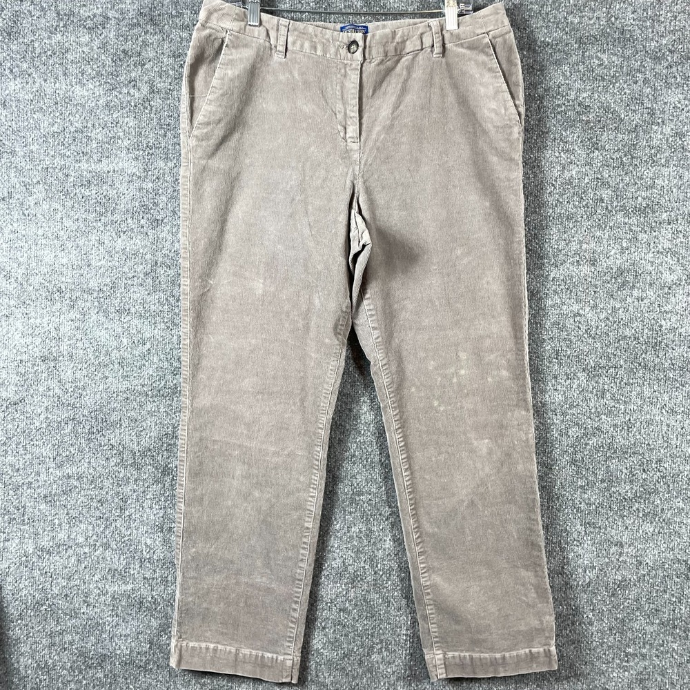 Pendleton Corduroy Pants Womens 16 Gray Tapered 34x28 Flat Front Cotton Blend